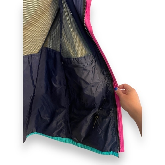 VTG 80s/90s Eddie Bauer Teal‎ Pink Gore-Tex Hooded Jacket Womens Medium - Picture 8 of 16